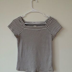 Striped Grey and White Women's Top